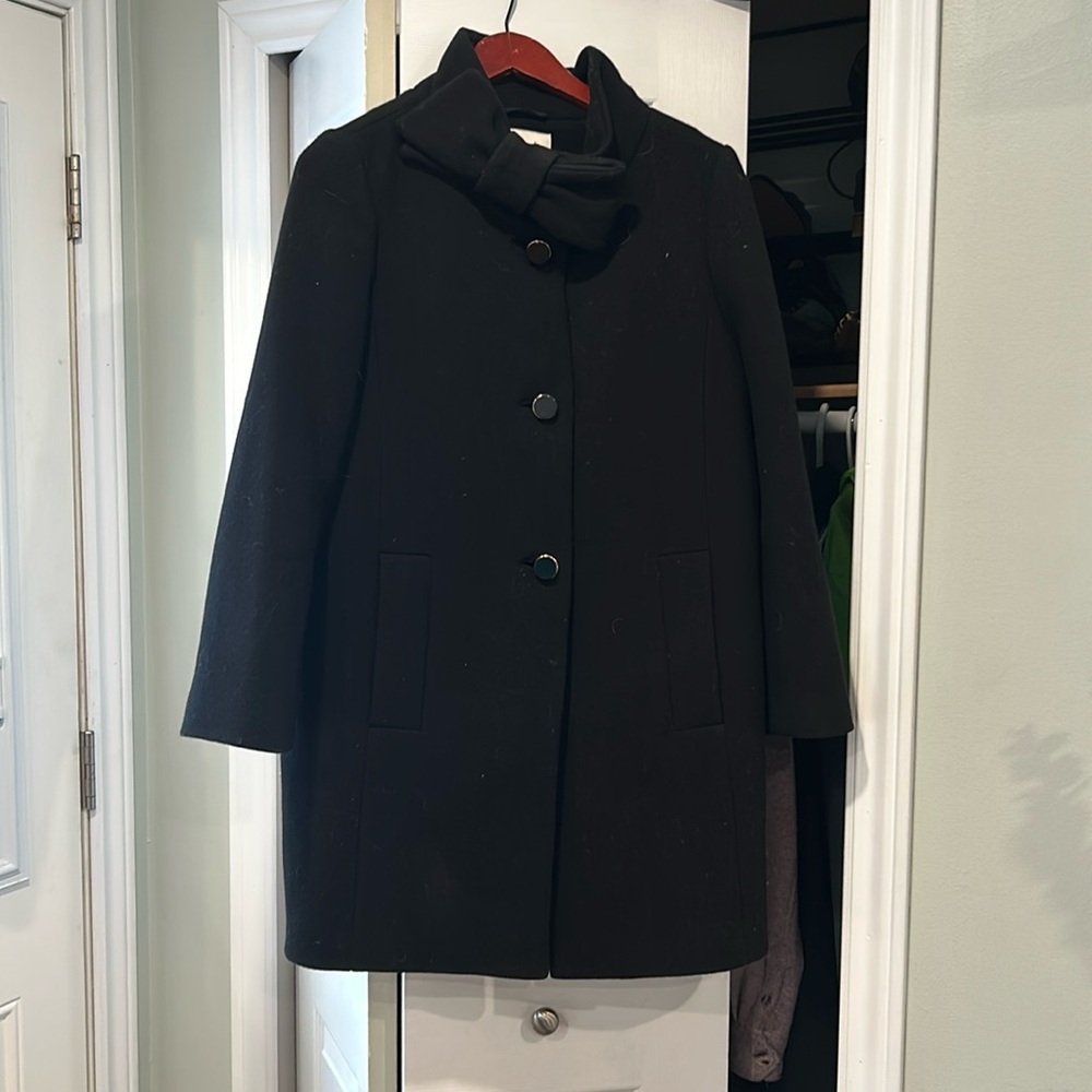 💕Kate Spade 10 lined black wool coat with bow